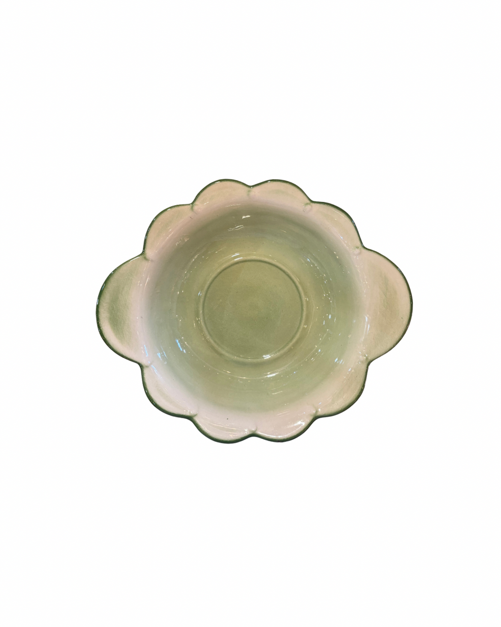 Green Shallow Flower Bowl