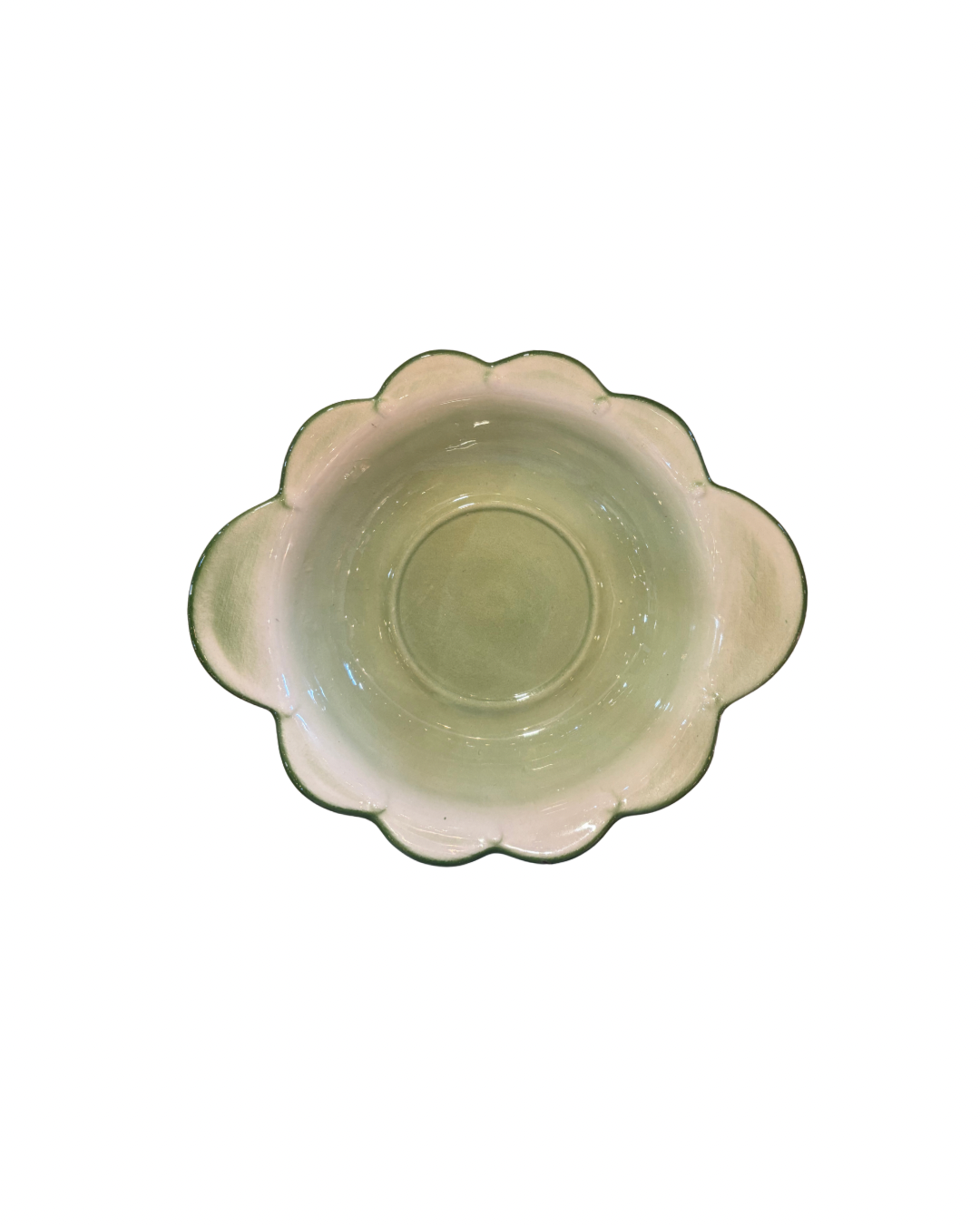 Green Shallow Flower Bowl