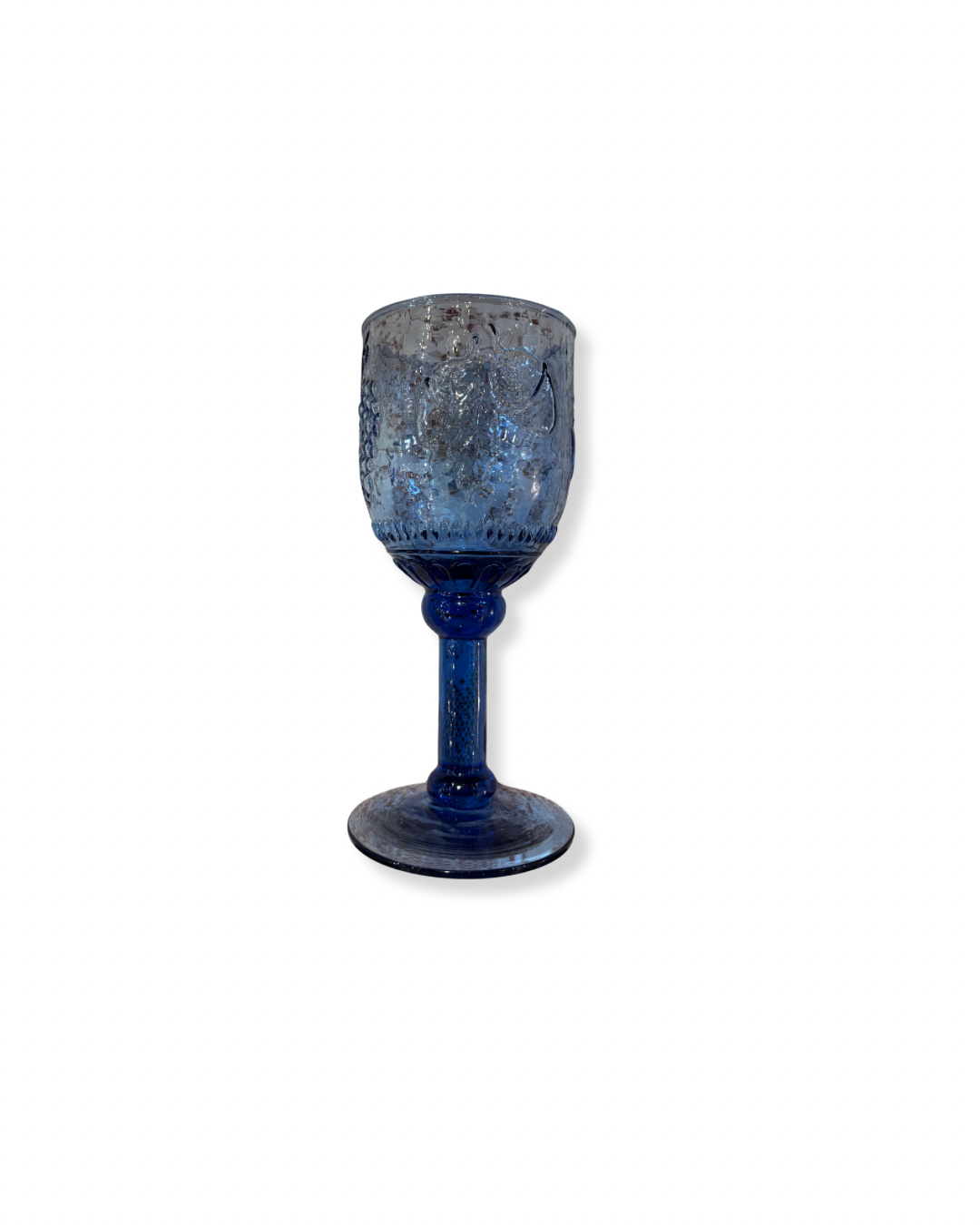 Fruit-Detailed Blue Glass Chalice