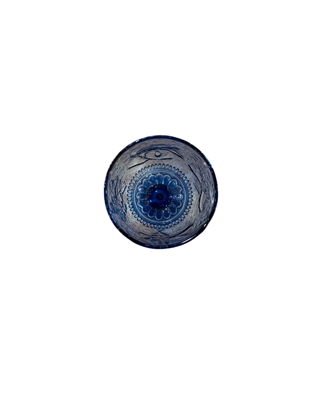 Fruit-Detailed Blue Glass Chalice